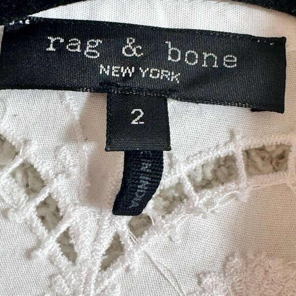 Rag & Bone Romper Womens Size 2 Surplus Cotton Surplus Belted white embroidered - Picture 15 of 15